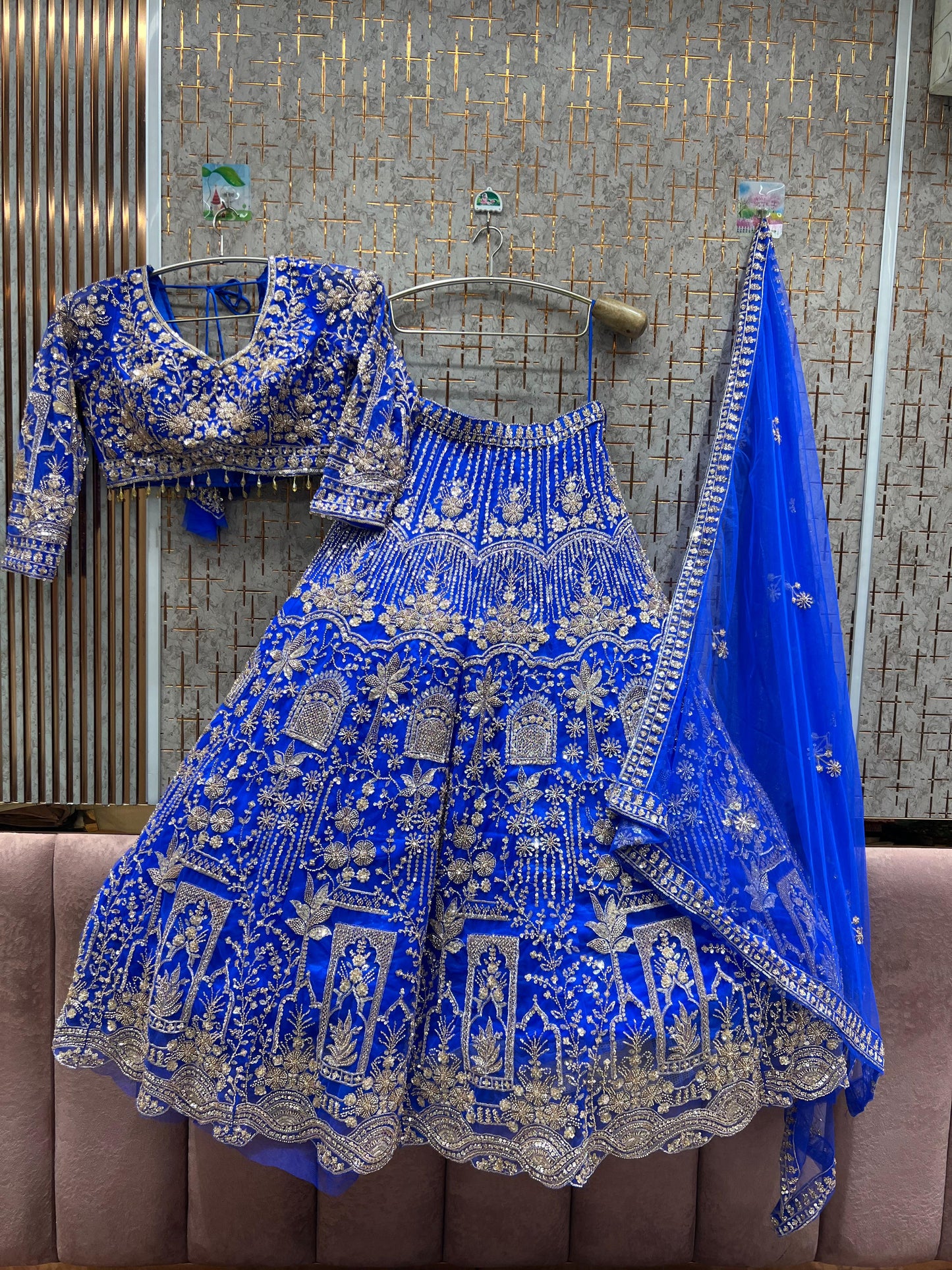 Eye catching Sky blue Crop Top Lehenga