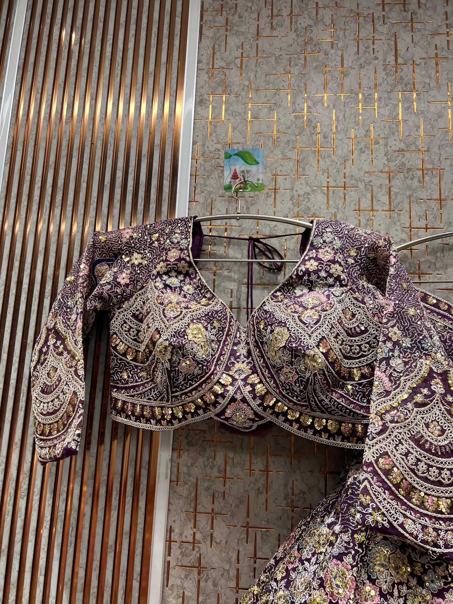 Astonishing Purple Peacock Crop Top Lehenga