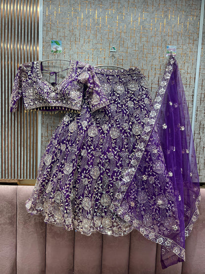 Khoobsurat Sky blue Crop Top Lehenga