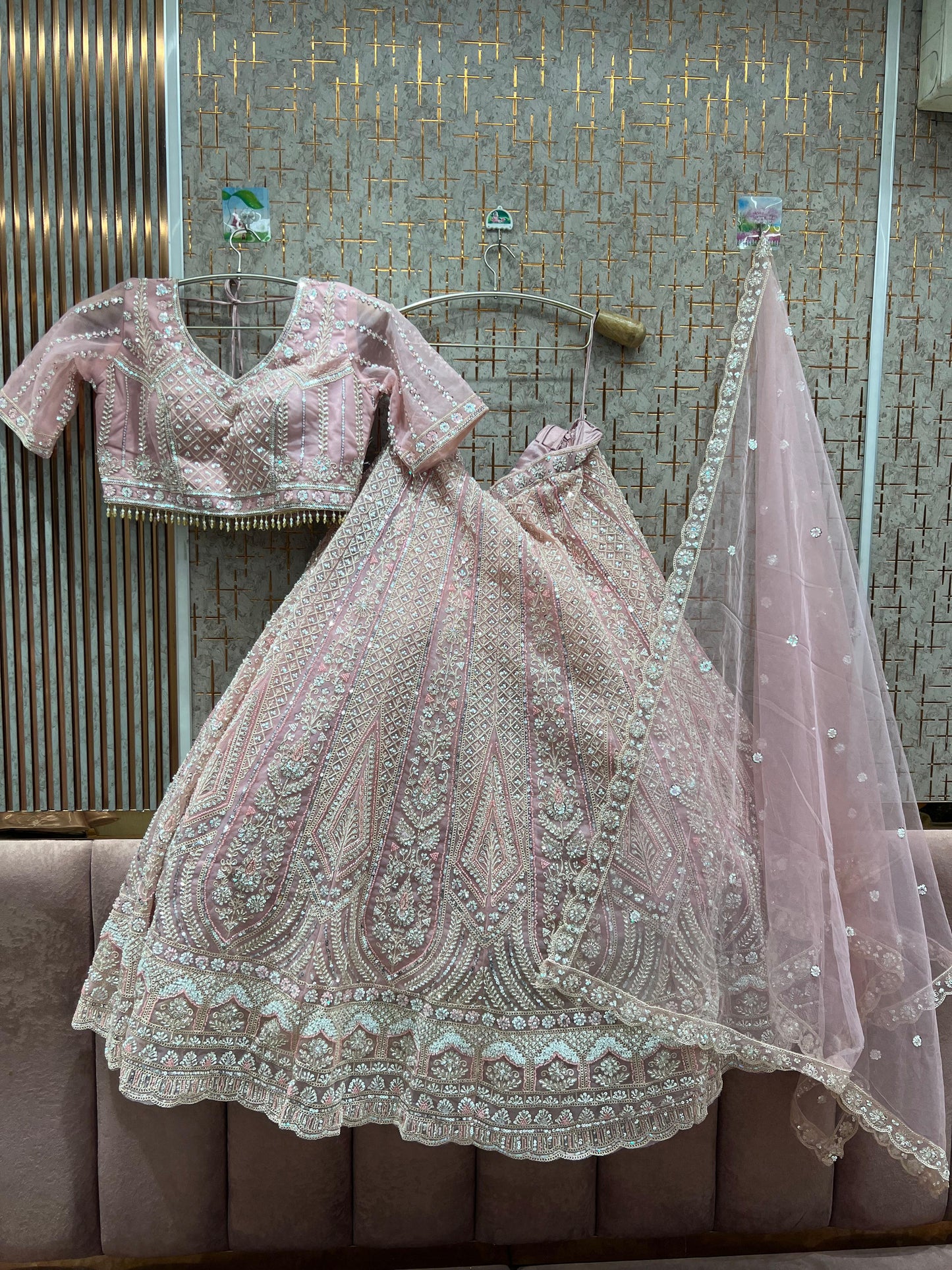 Elegant Sky blue Crop Top Lehenga