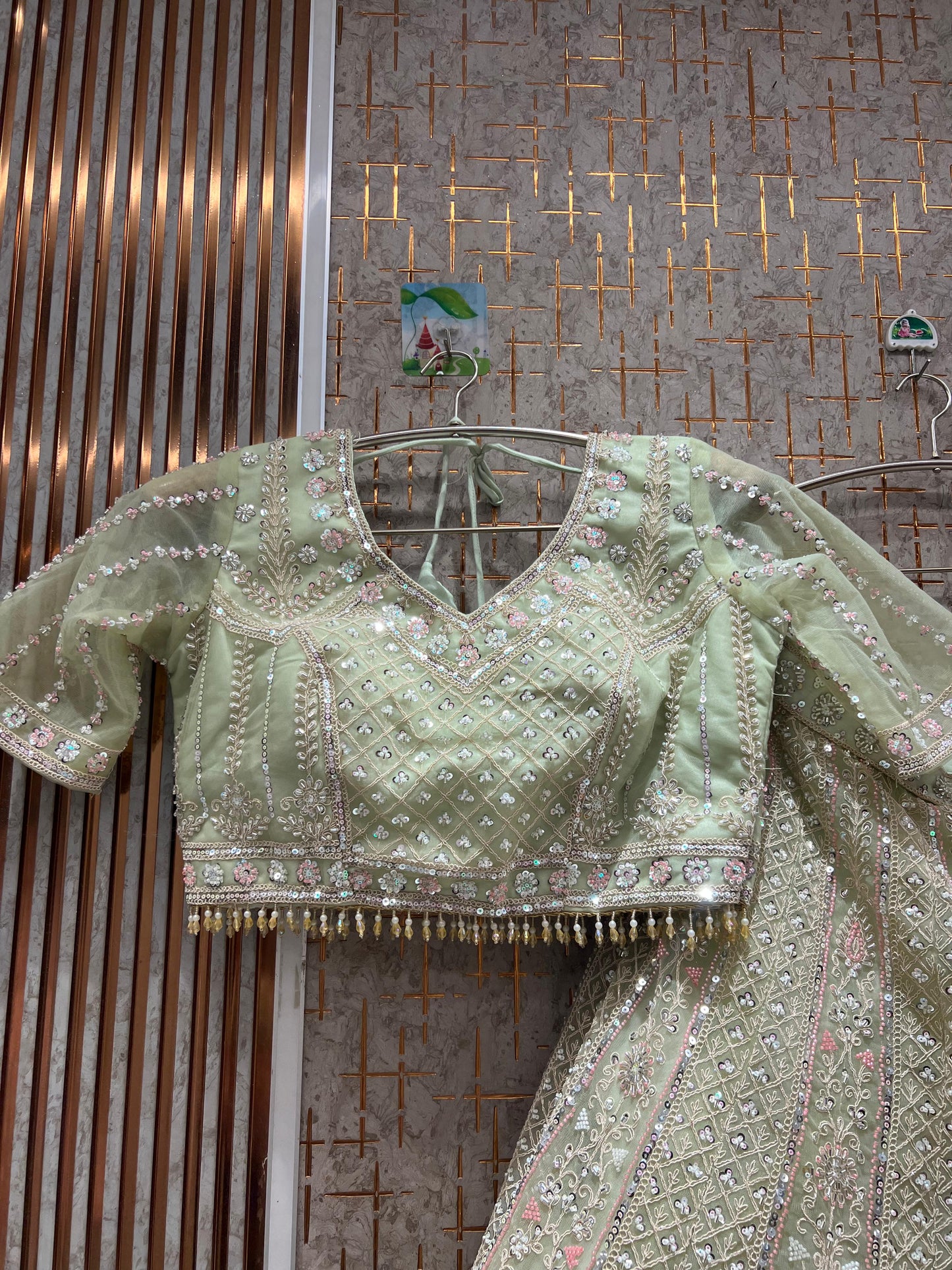 Elegant Sky blue Crop Top Lehenga