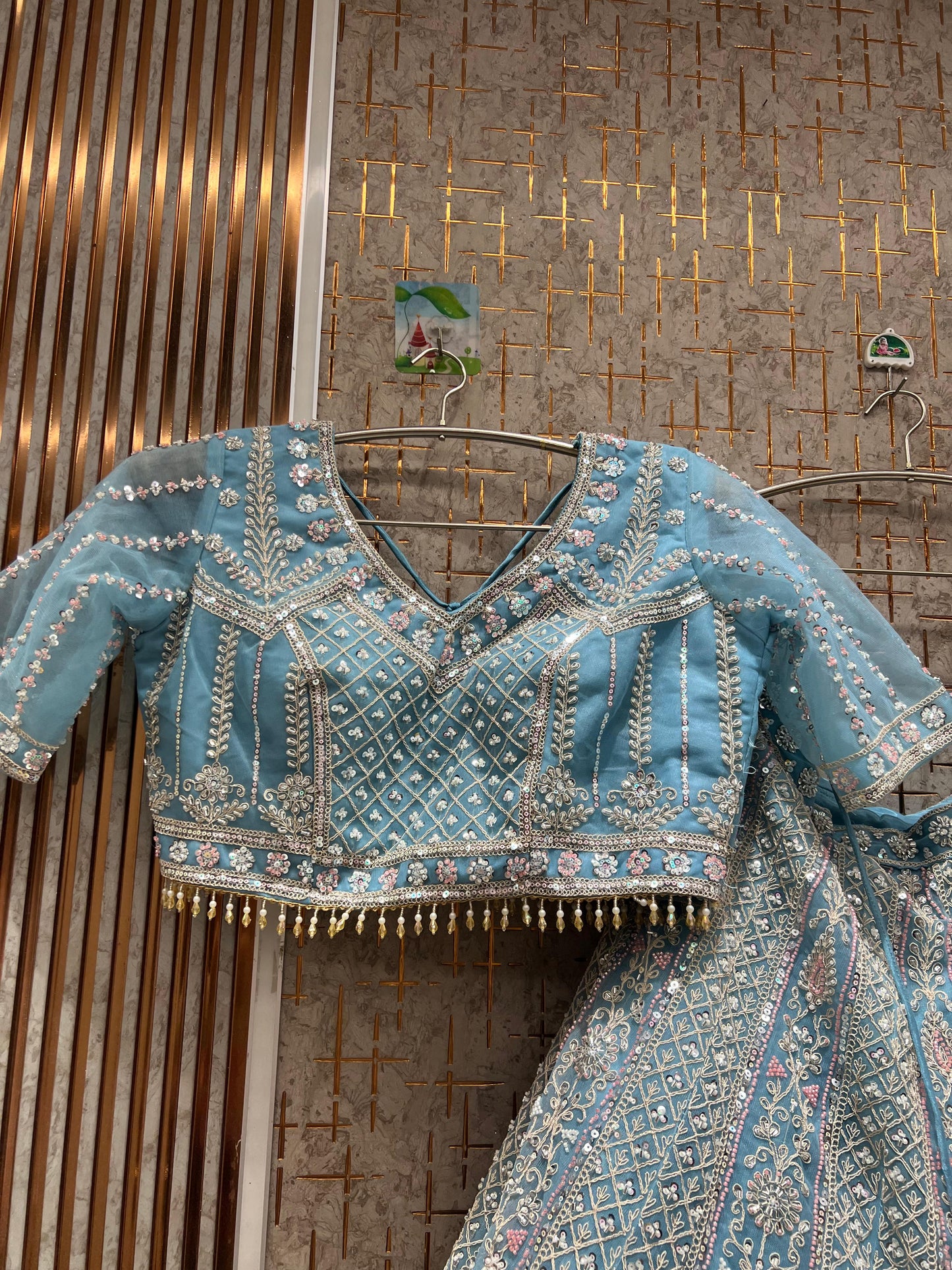 Elegant Sky blue Crop Top Lehenga