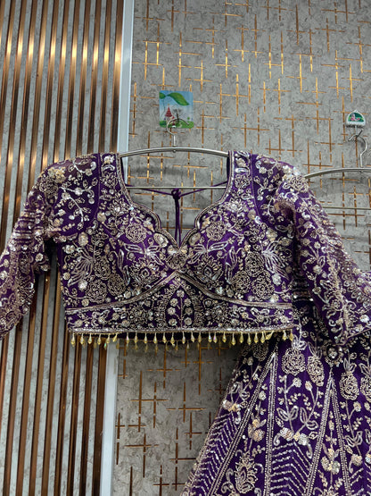 Lavishing Navy blue Crop Top Lehenga