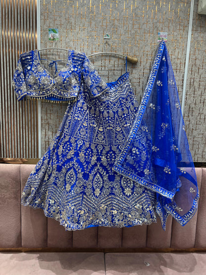 Lavishing Navy blue Crop Top Lehenga