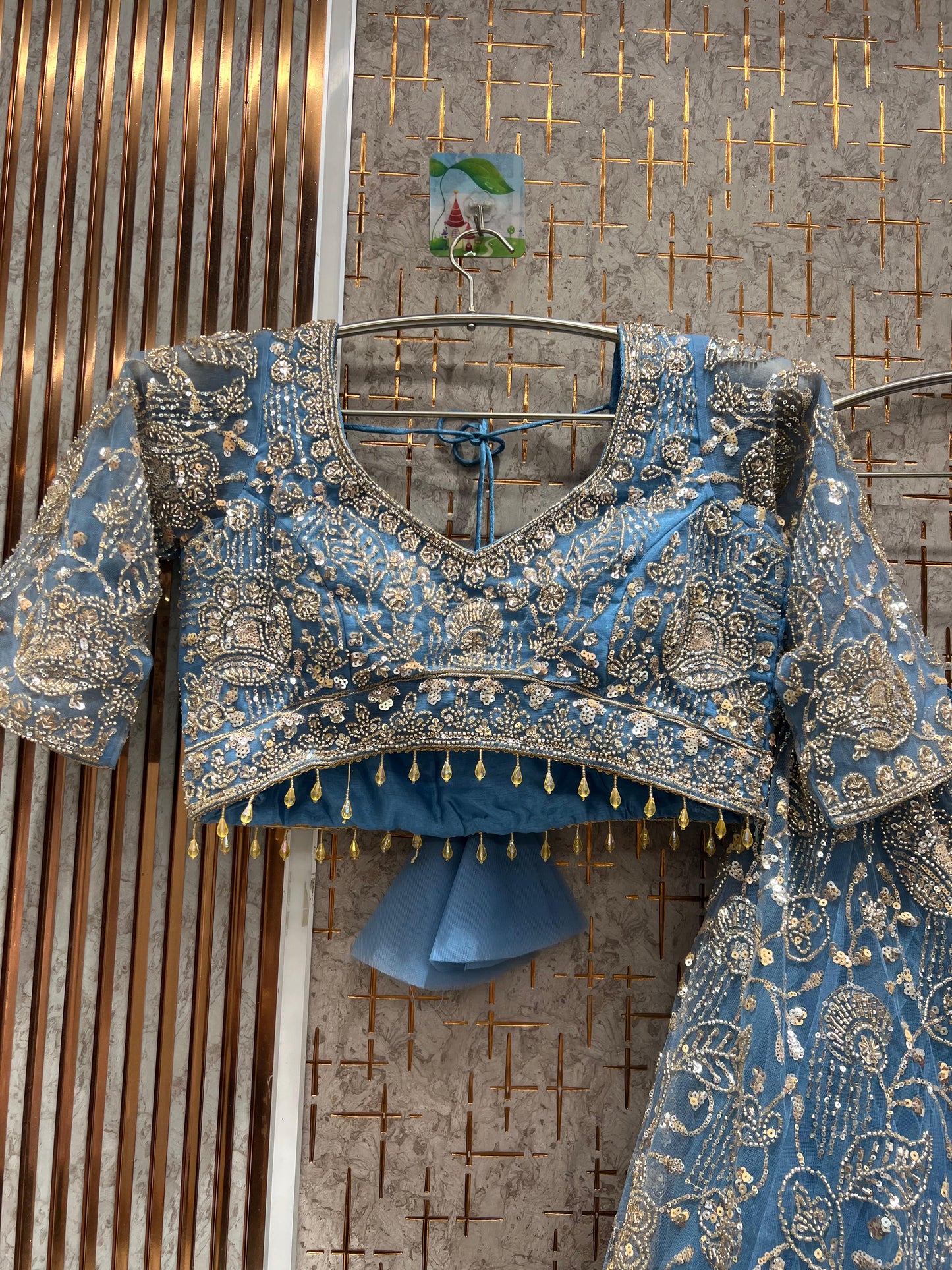 Khoobsurat Sky blue Crop Top Lehenga