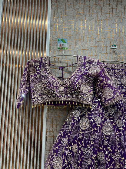 Khoobsurat Sky blue Crop Top Lehenga