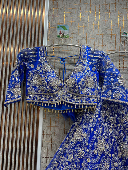 Stunning Sky blue Crop Top Lehenga
