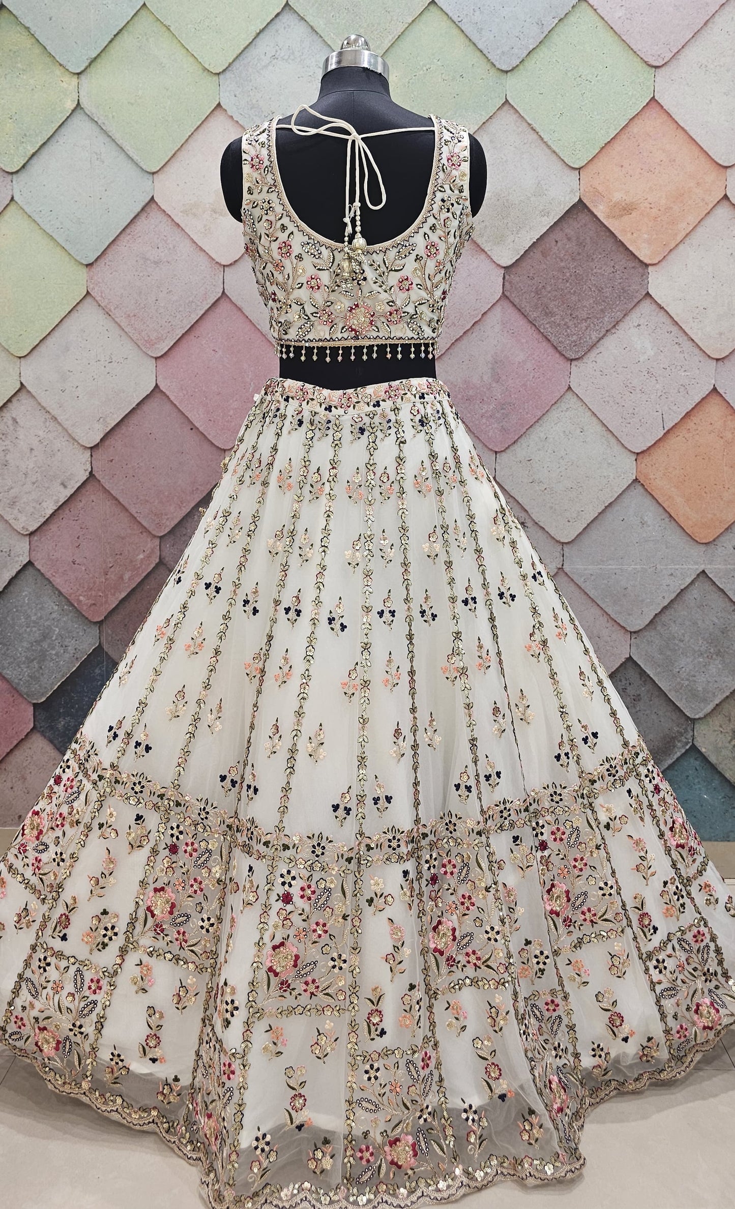 Astonishing Pista green Crop Top Lehenga