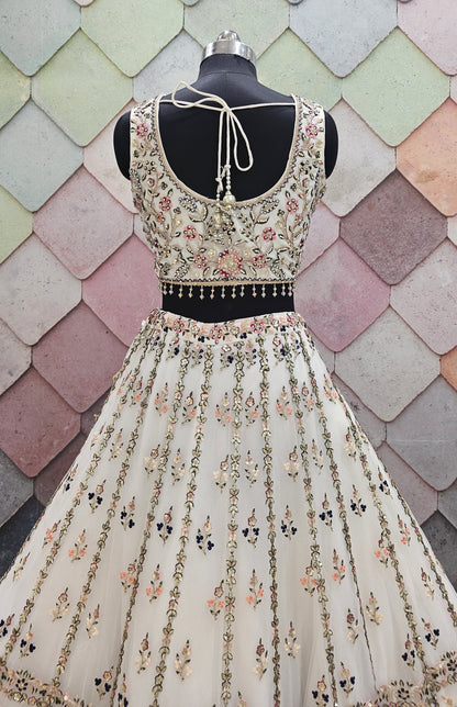 Astonishing Pista green Crop Top Lehenga