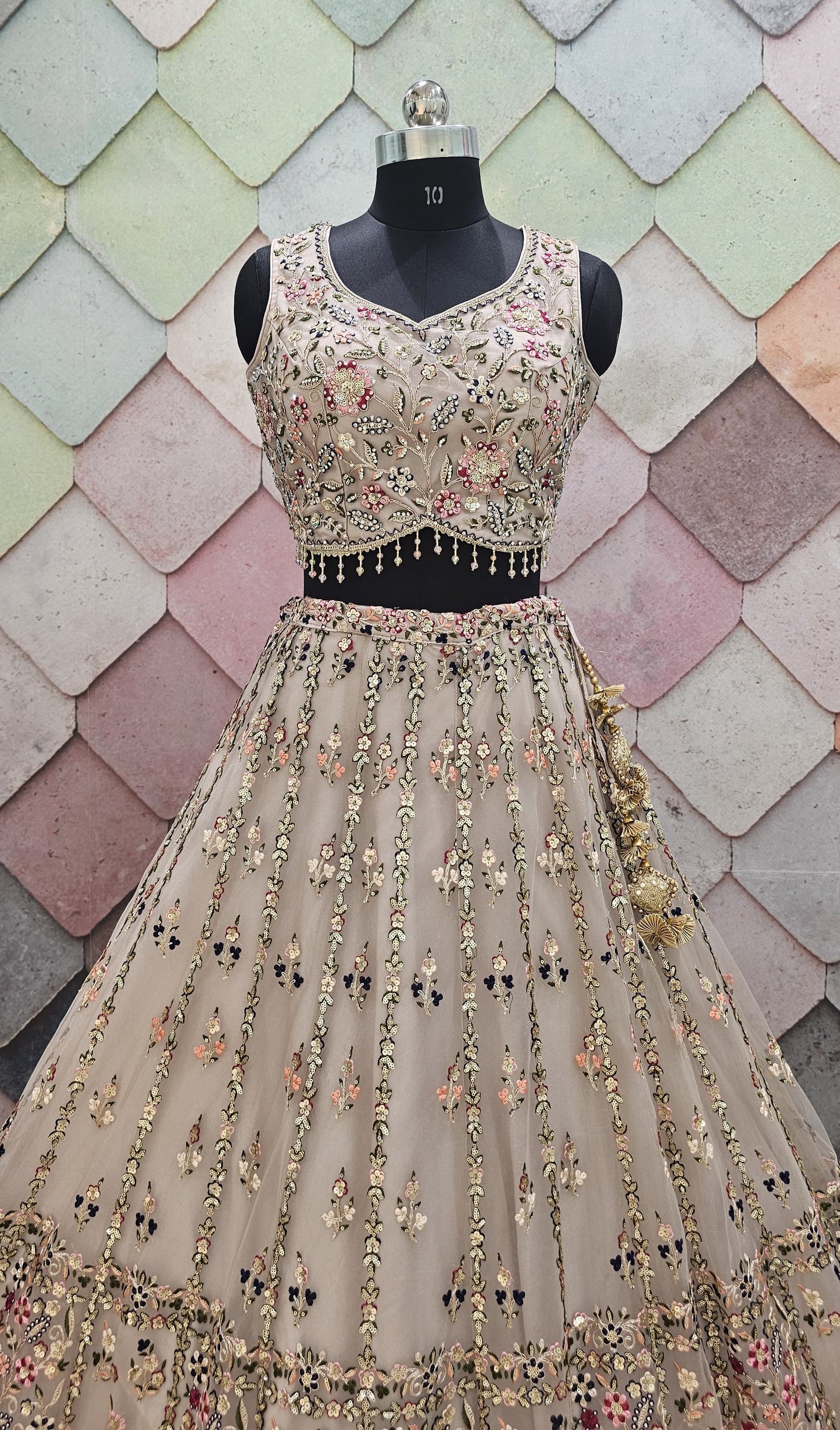 Astonishing Pista green Crop Top Lehenga