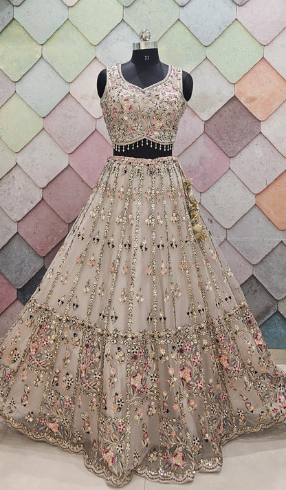 Astonishing Pista green Crop Top Lehenga