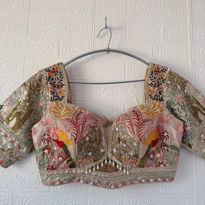 Beautiful Pista green pink Crop Top lehenga