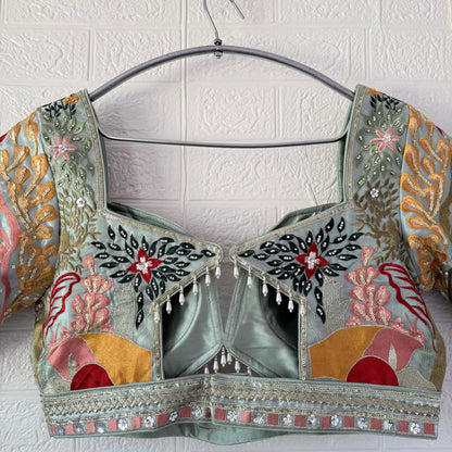 Beautiful Pista green pink Crop Top lehenga