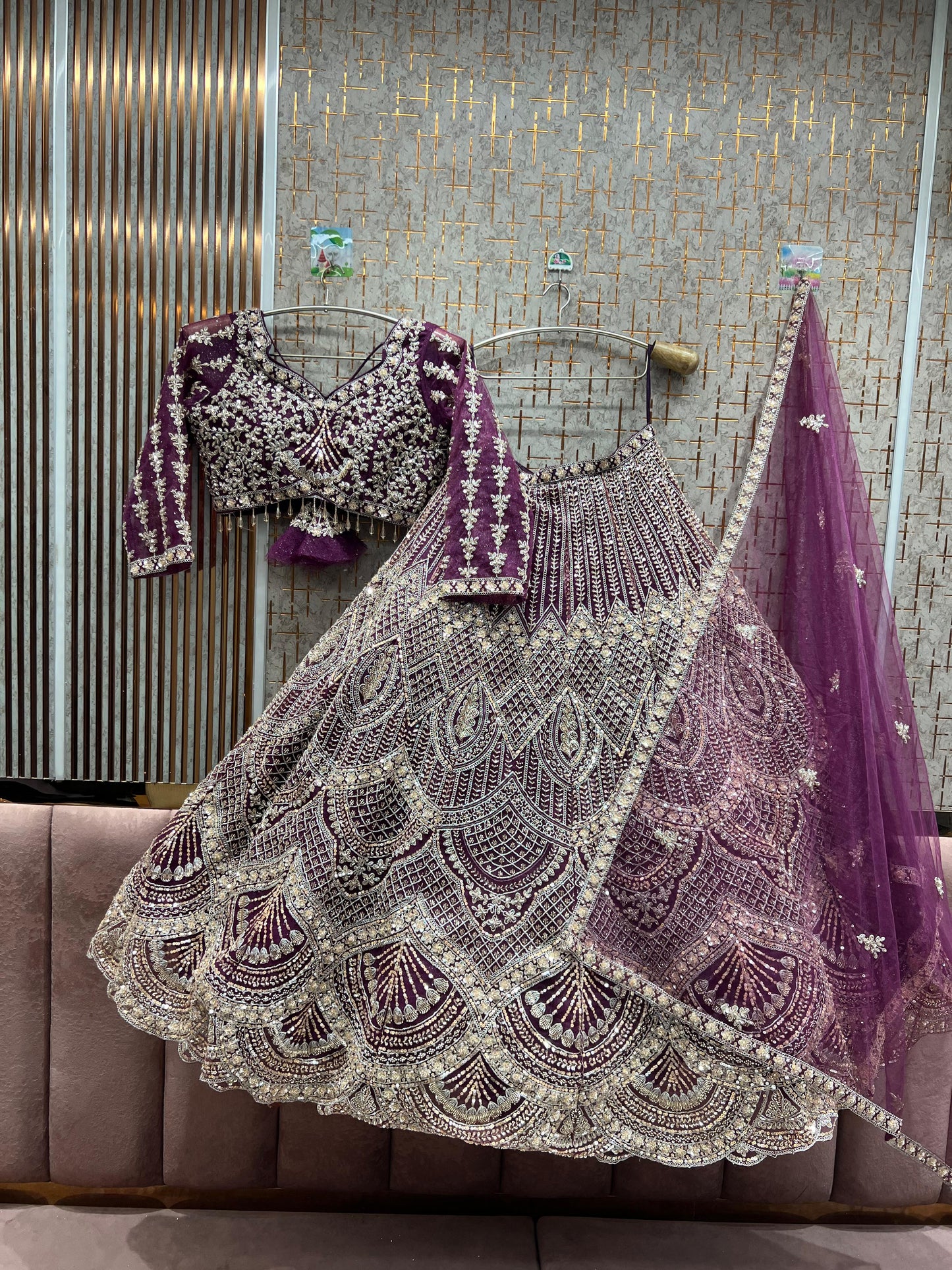 Good looking Purple Crop top Lehenga
