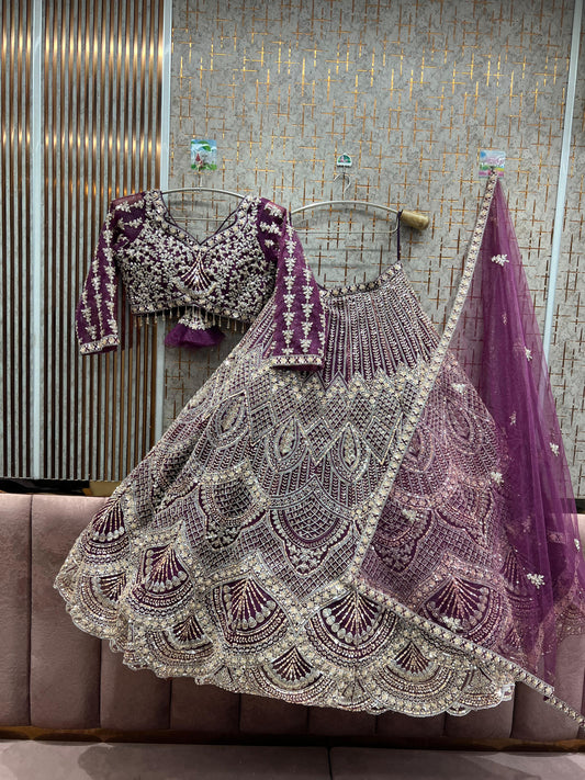 Good looking Purple Crop top Lehenga