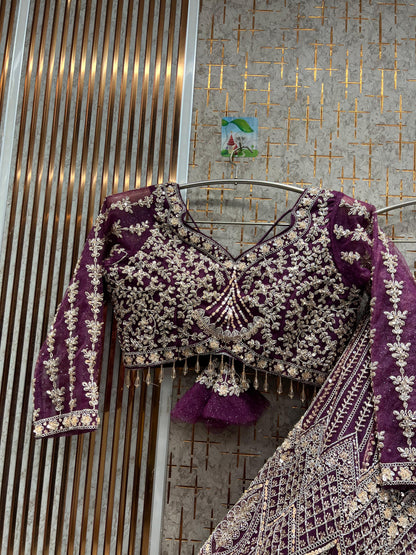 Good looking Purple Crop top Lehenga