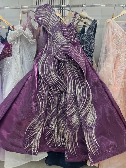 Engaging purple Heavy Sequins gown