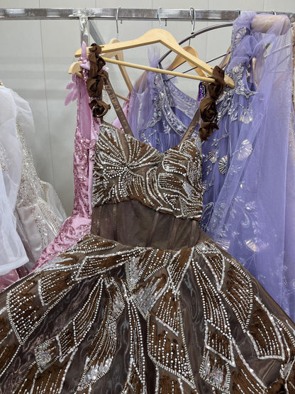 Delightful Brown coffee flower gown