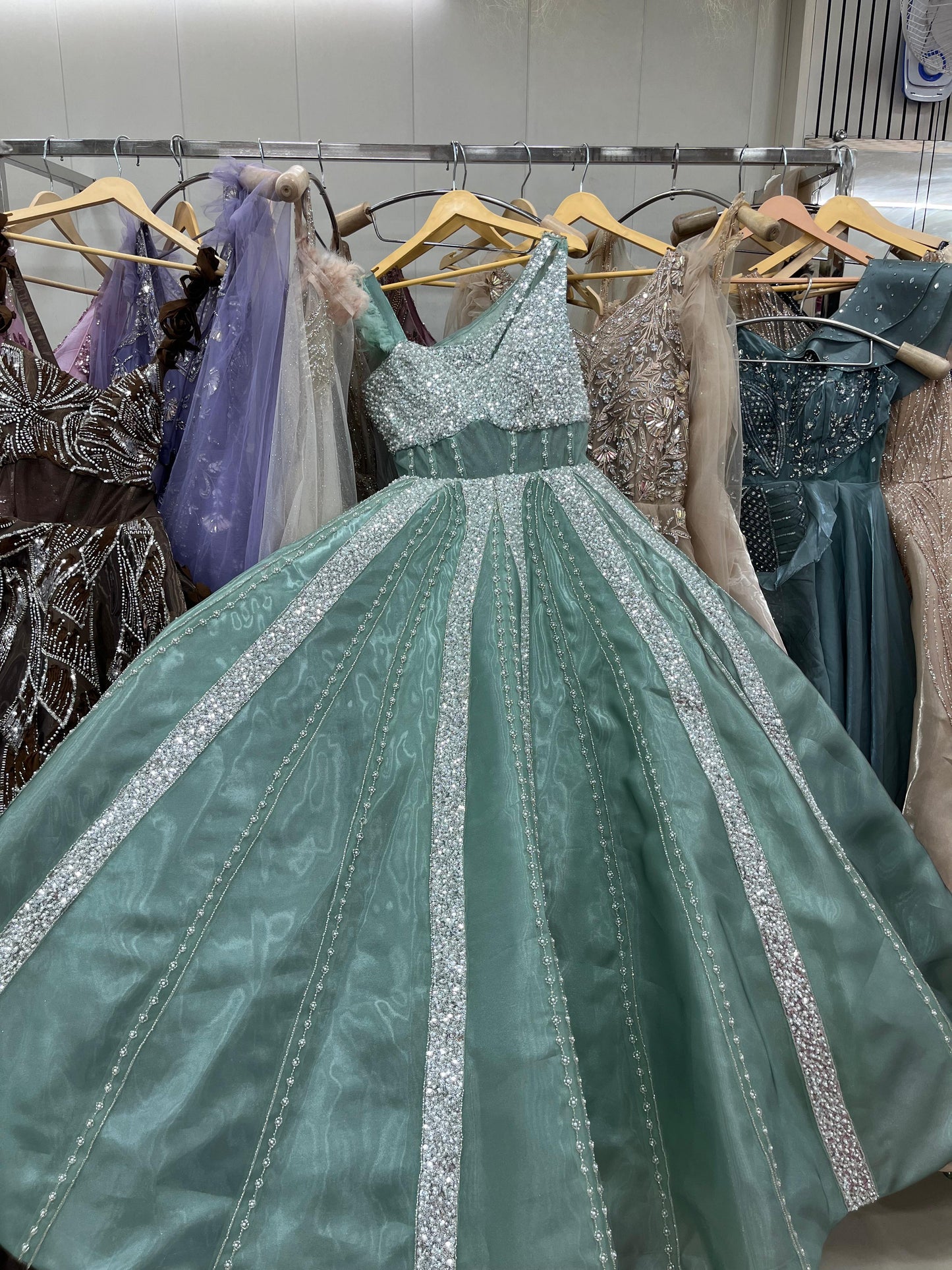 Eye catching light golden gown