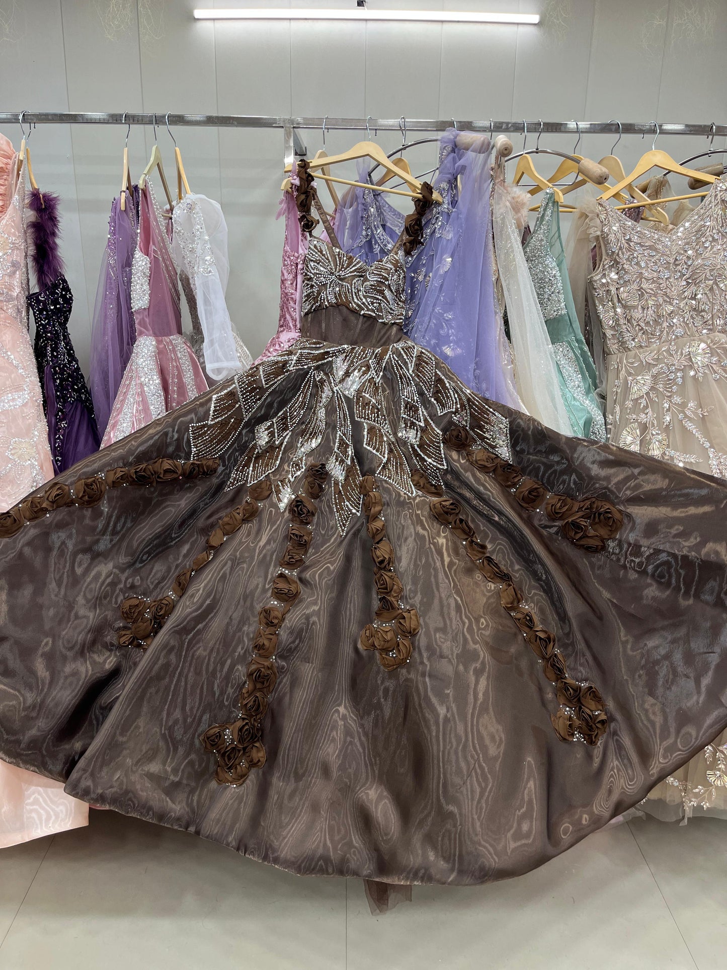 Delightful Brown coffee flower gown