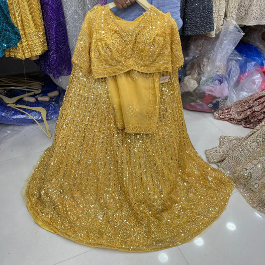 Good looking golden Crop Top lehenga