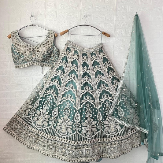 Khoobsurat pista green Crop Top Lehenga