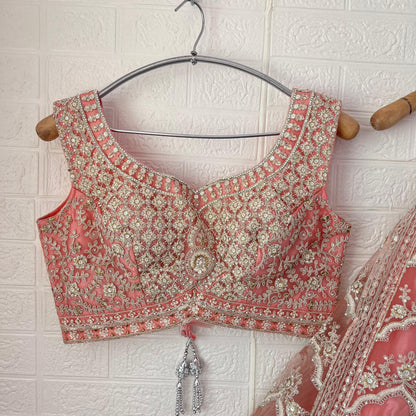 Beautiful baby pink Crop Top Lehenga