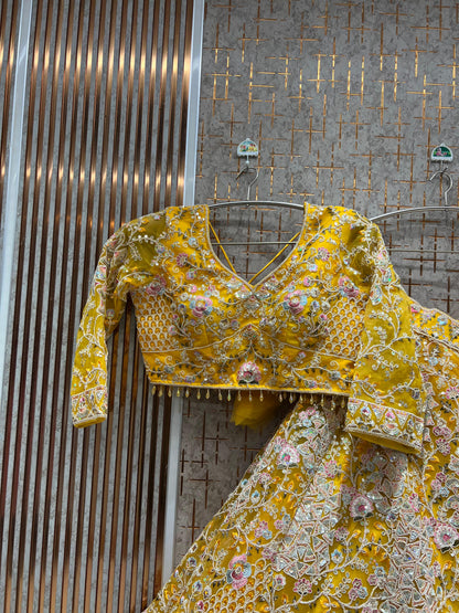 Glamorous Pink Crop Top Lehenga