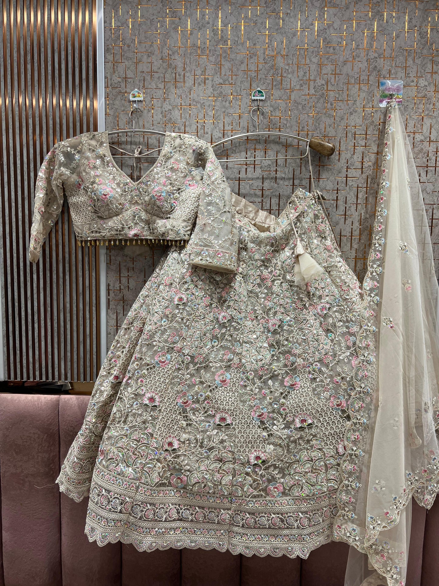 Glamorous Pink Crop Top Lehenga