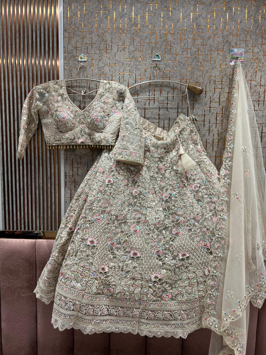 Gorgeous golden Peach Crop Top Lehenga