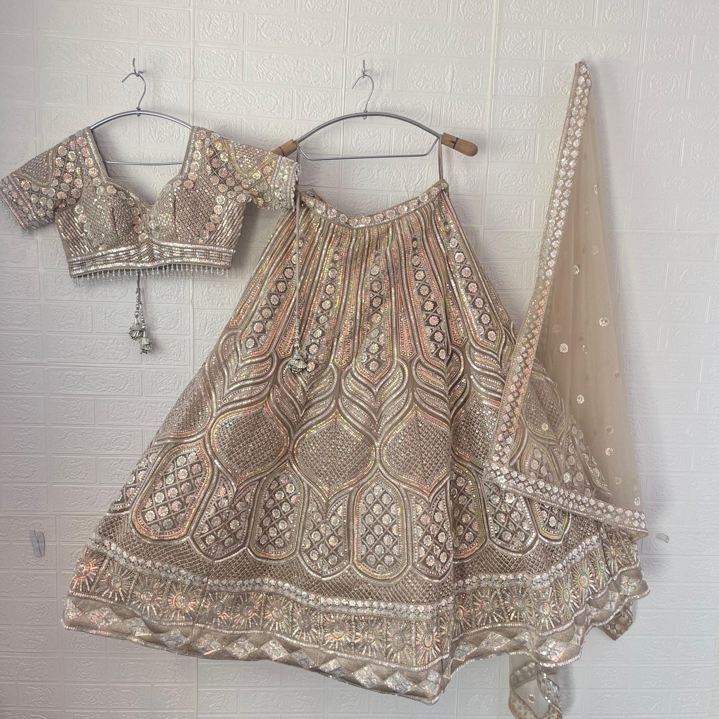 Charming Lavender Silver Crop Top Lehenga