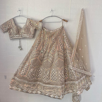 Charming Lavender Silver Crop Top Lehenga