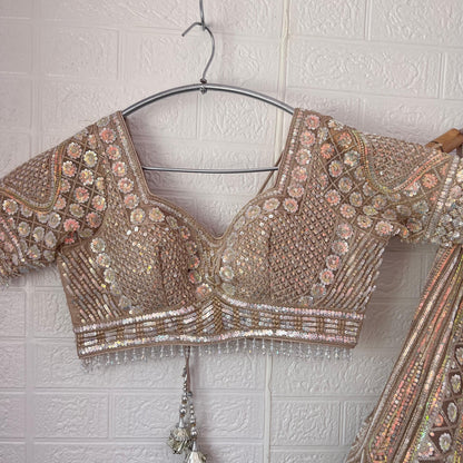 Charming Lavender Silver Crop Top Lehenga