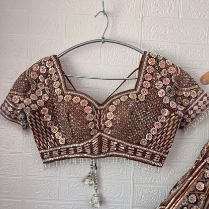 Charming Lavender Silver Crop Top Lehenga