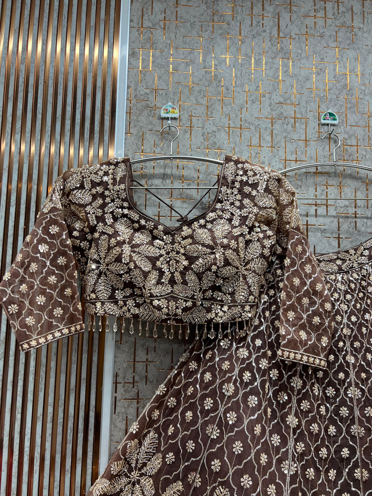 Fabulous Purple Floral Crop Top Lehenga