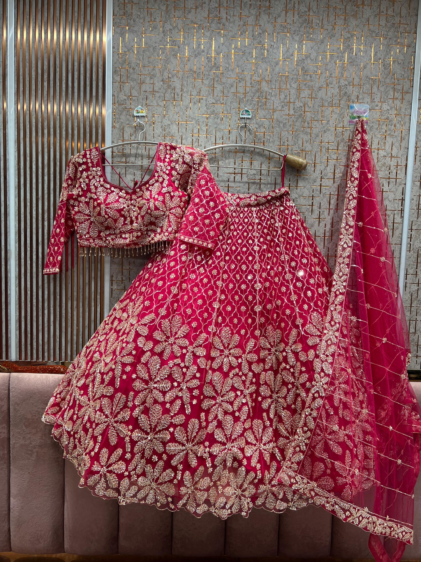 Fabulous Purple Floral Crop Top Lehenga