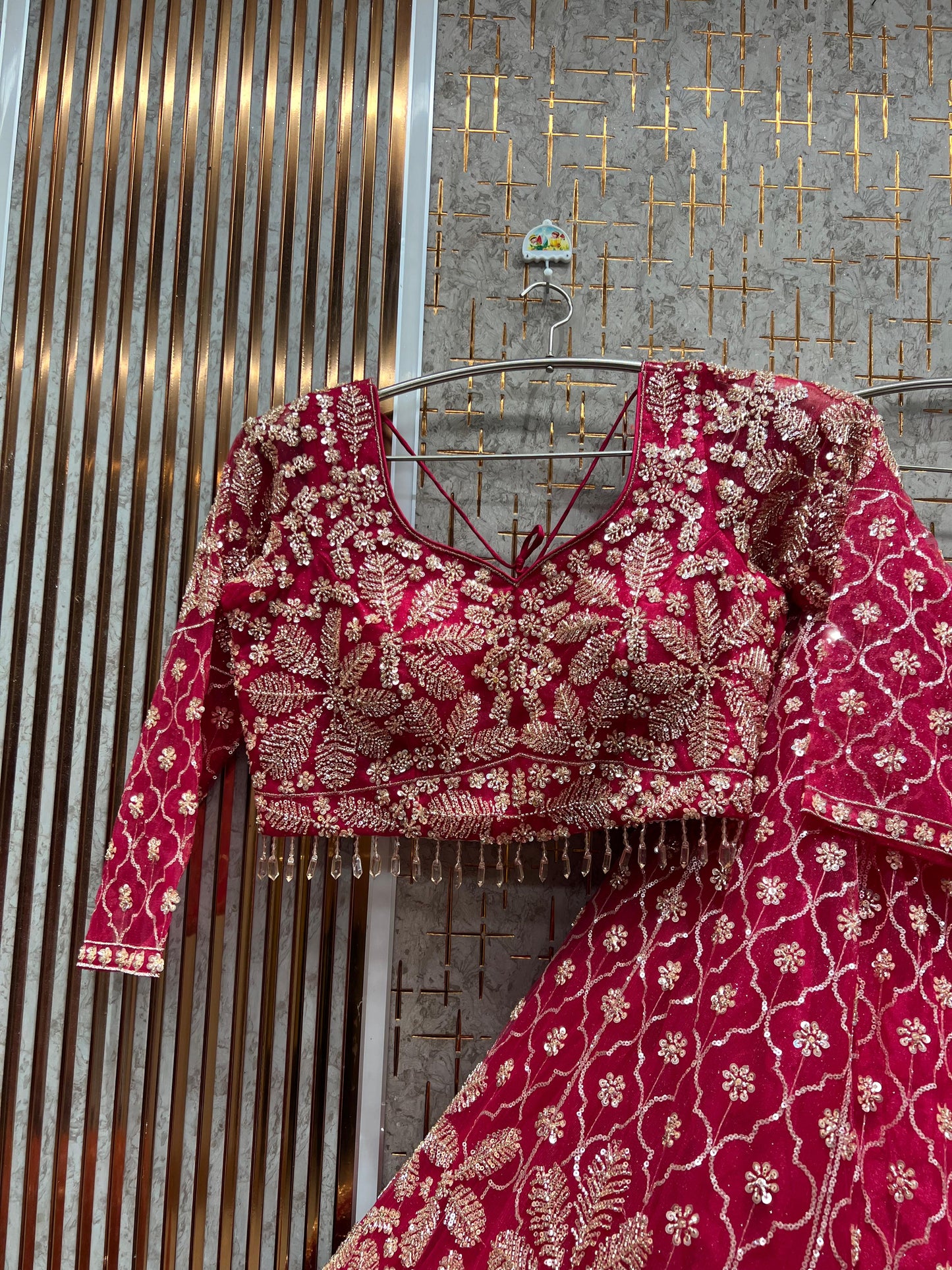 Fabulous Purple Floral Crop Top Lehenga