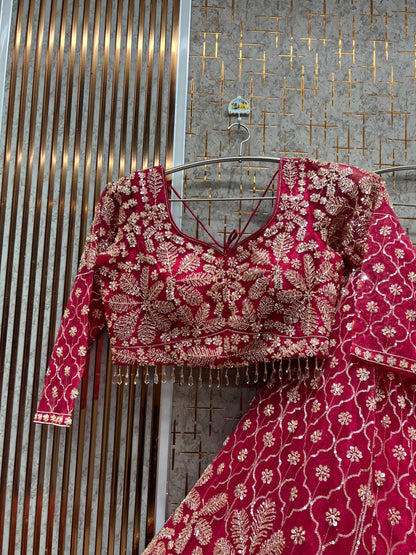 Fabulous Purple Floral Crop Top Lehenga