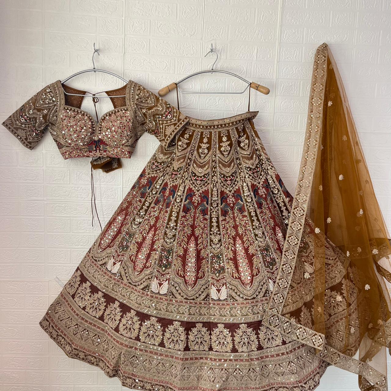 Pleasing yellow mehendi green Peacock Crop Top Lehenga