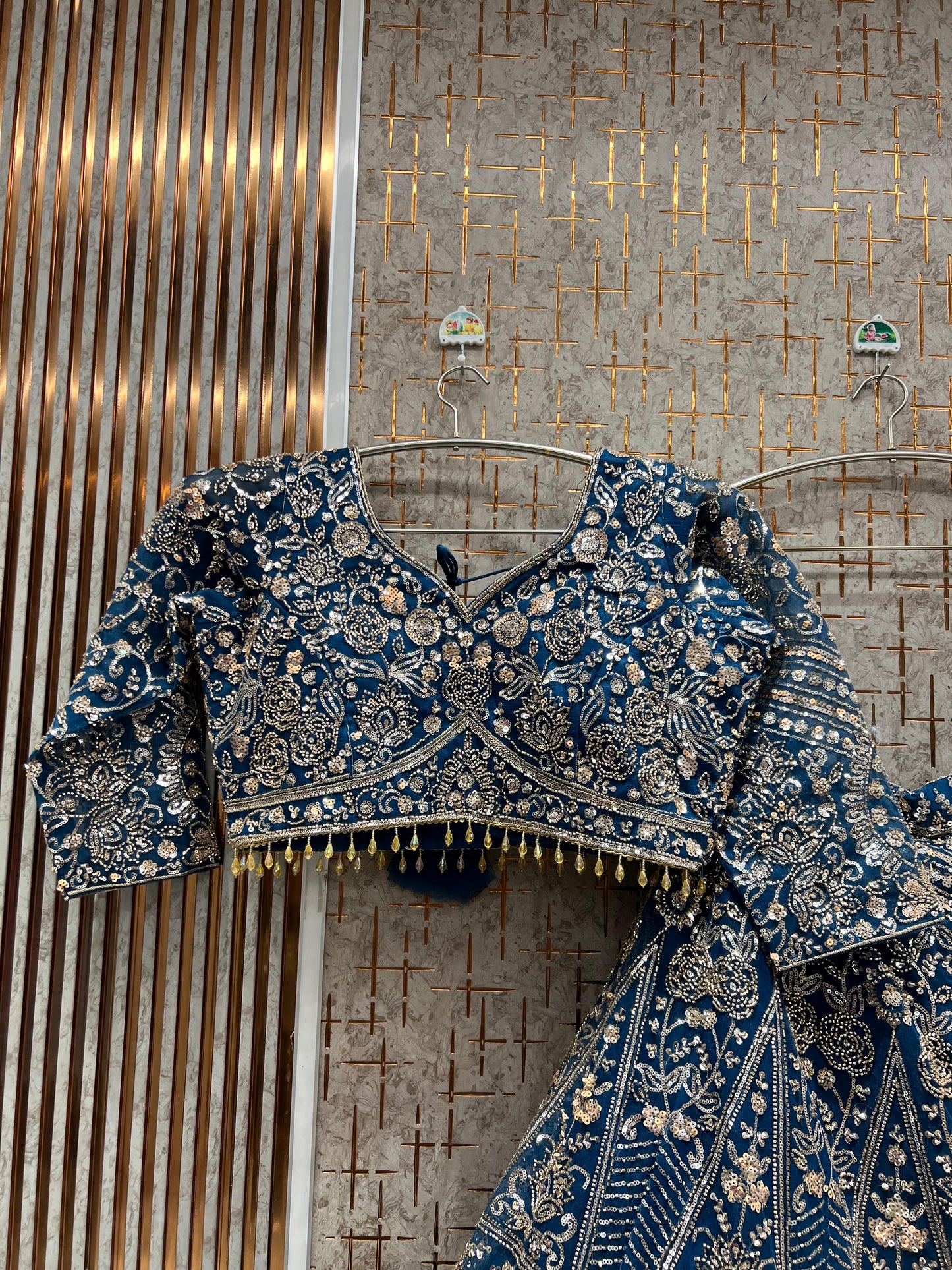 Majestic Sky blue Crop Top Lehenga