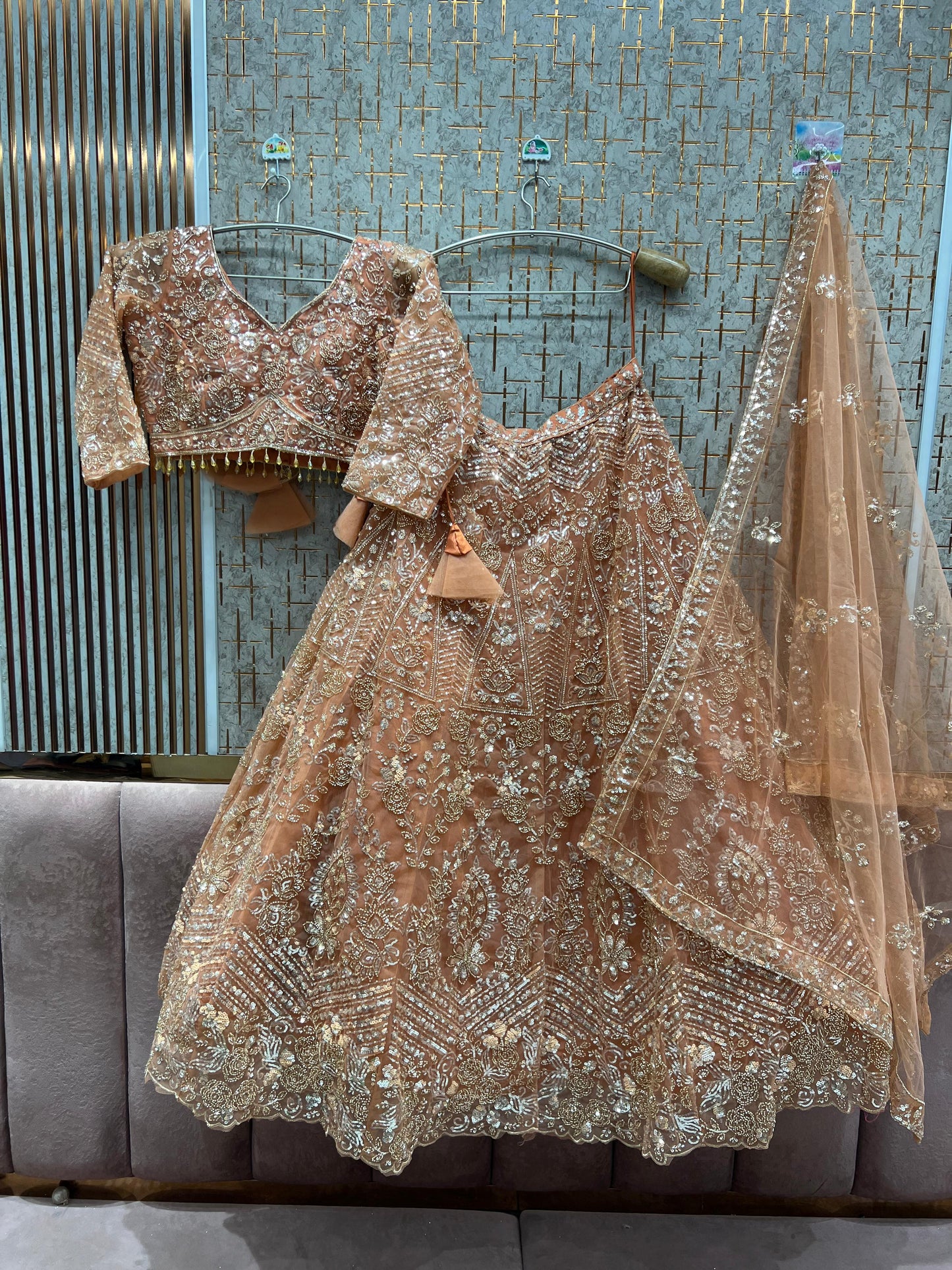 Majestic Sky blue Crop Top Lehenga