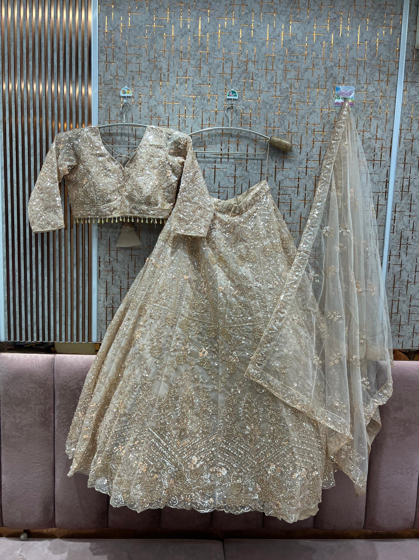 Majestic Sky blue Crop Top Lehenga