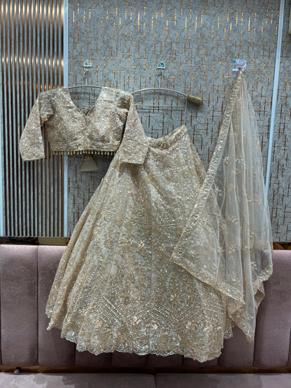 Majestic Sky blue Crop Top Lehenga