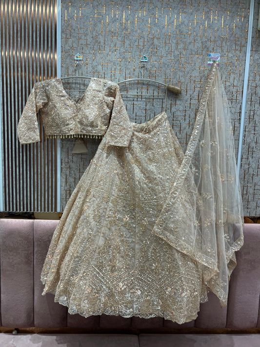 Pleasing White Crop Top Lehenga