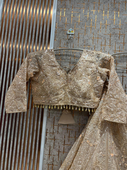 Majestic Sky blue Crop Top Lehenga