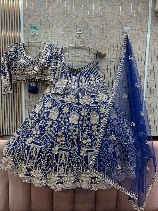 Stunning Dark blue Ready to wear Crop Top Lehenga