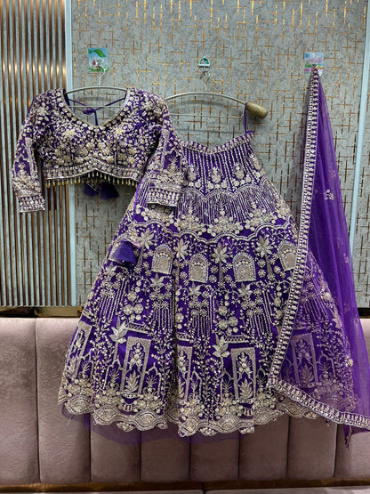 Gorgeous purple Ready to wear Crop Top Lehenga