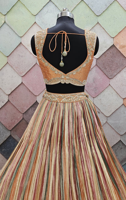 Beautiful pink handwork Crop Top Lehenga