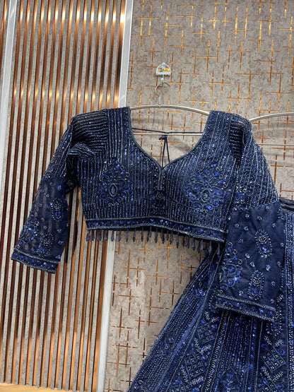 Fantastic black monotone Crop Top Lehenga