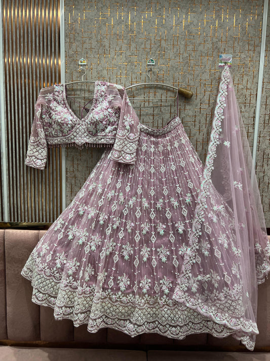 Something different Baby pink Crop Top Lehenga